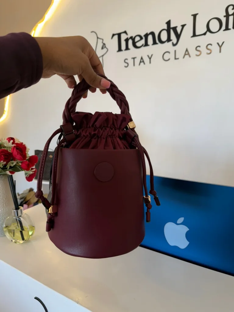 Luella burgundy bucket bag