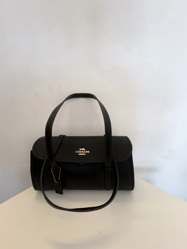 Coach black leather bowling satchel