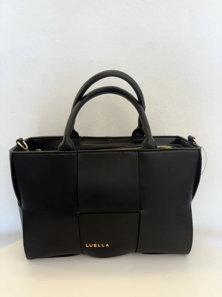 Black structured winged satchel