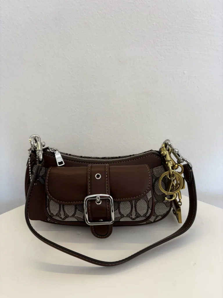 Coach signature shoulder bag with buckle