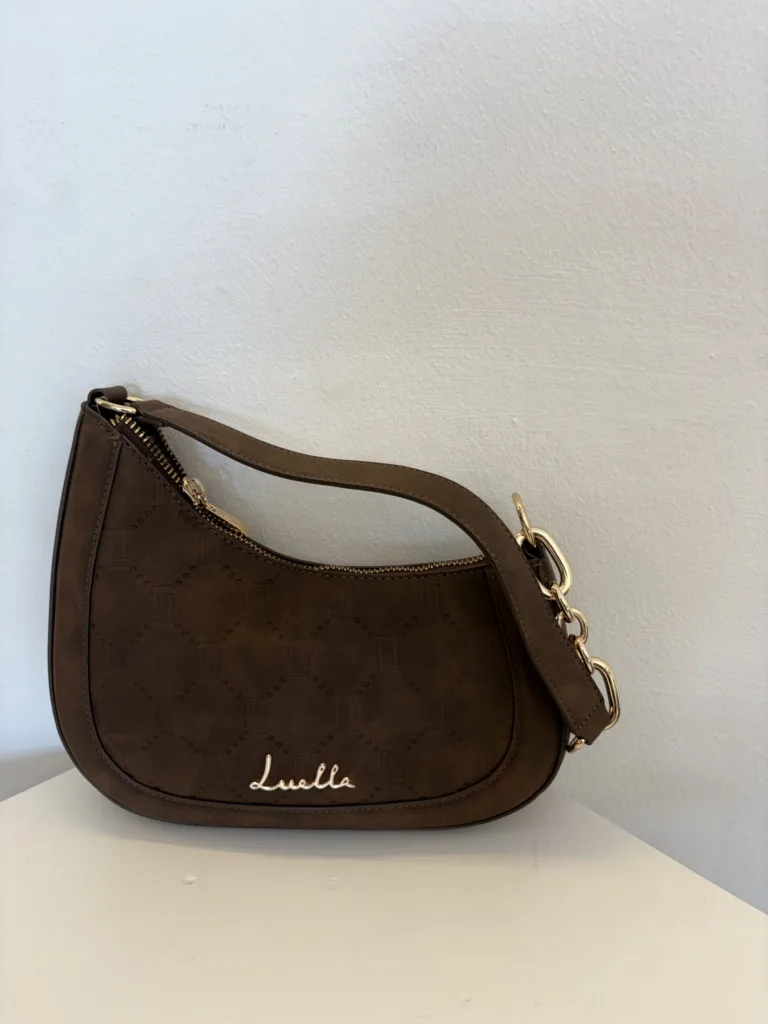 Luella brown suede crescent bag