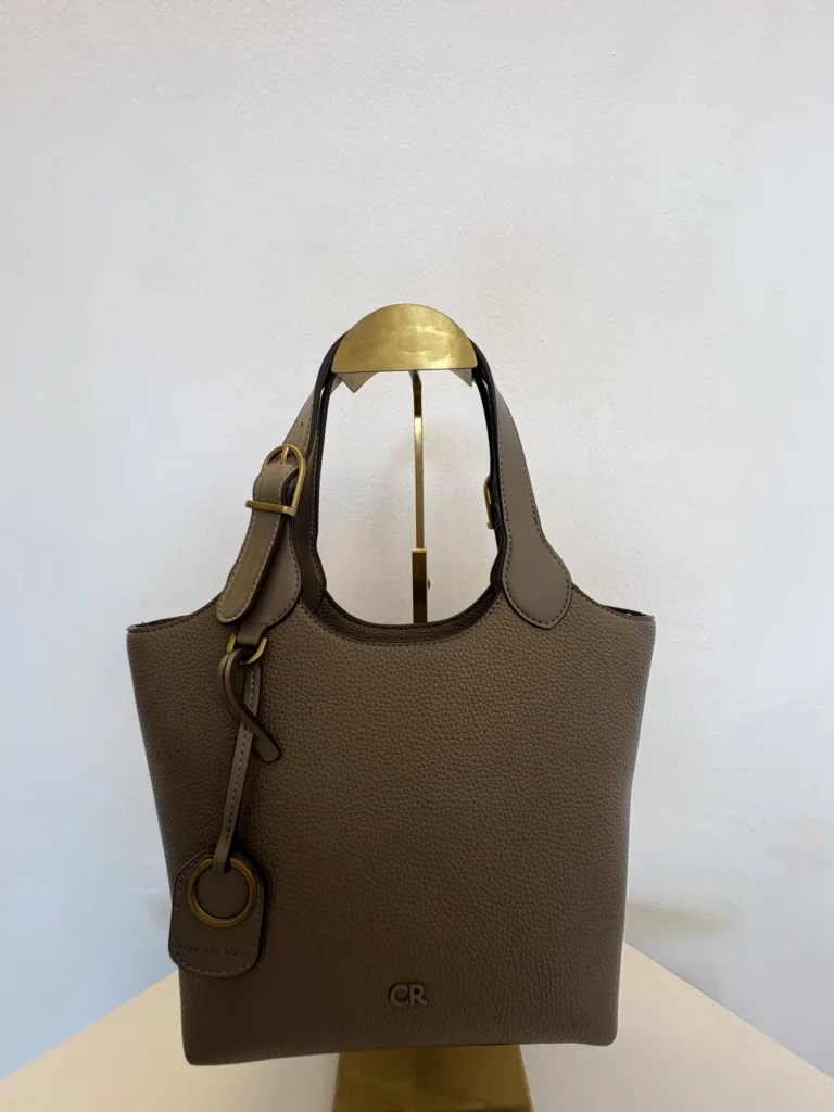 Country Road taupe leather bucket tote