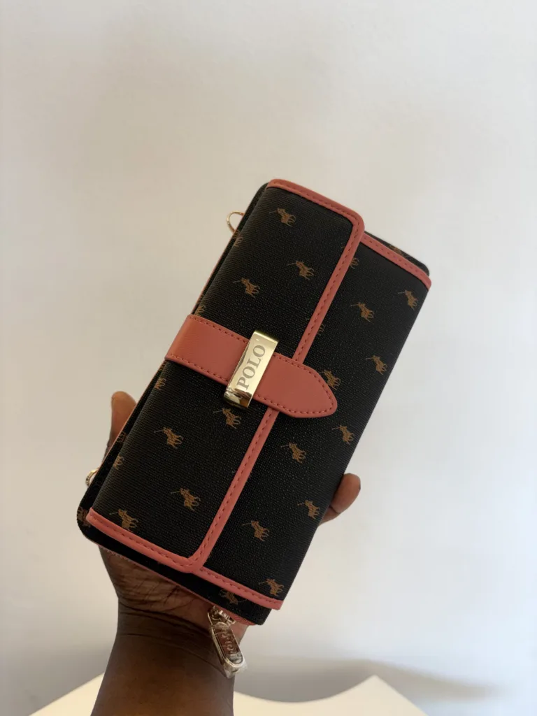 Polo black and coral print long wallet