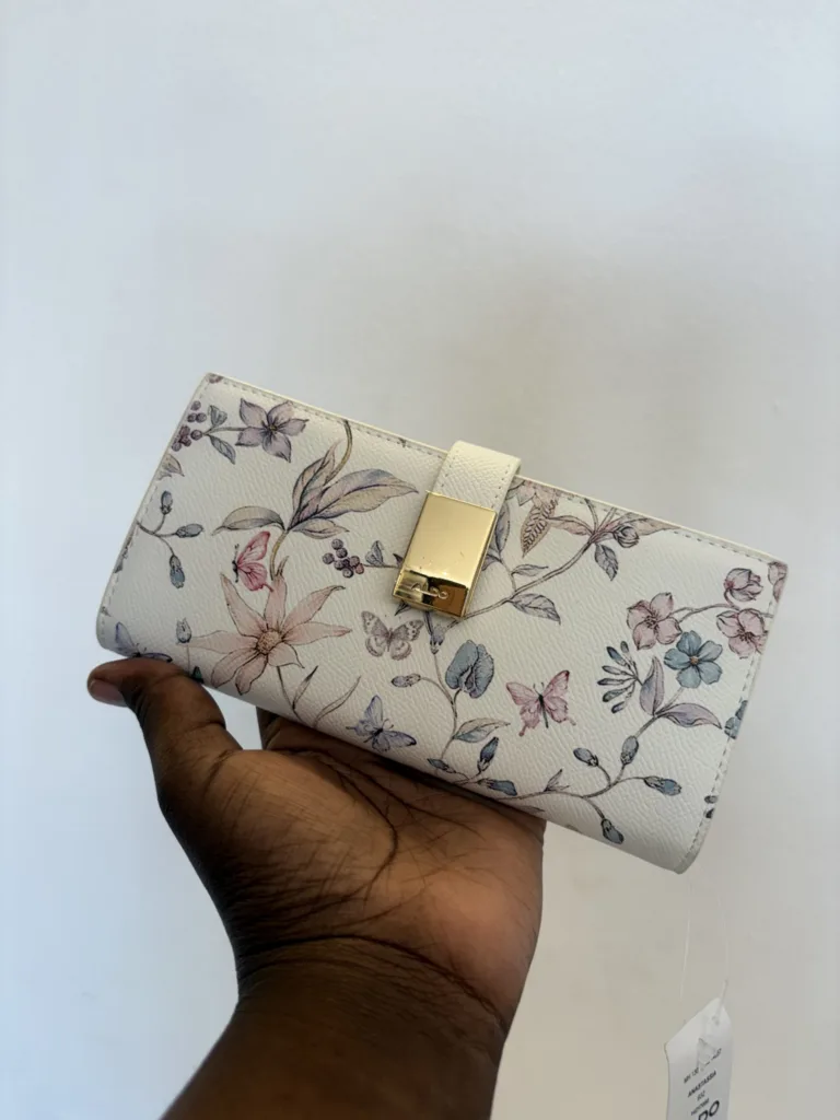 White floral wallet