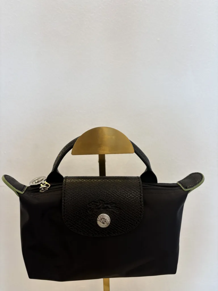 Longchamp Le Pliage mini – black leather look